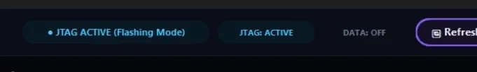 JTAG active in the top bar