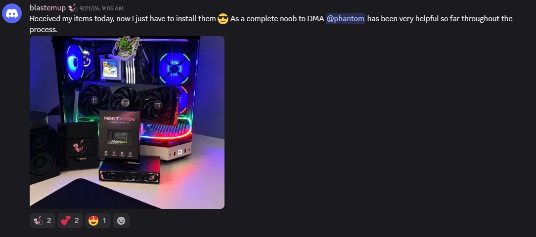 A customer's post in our Discord